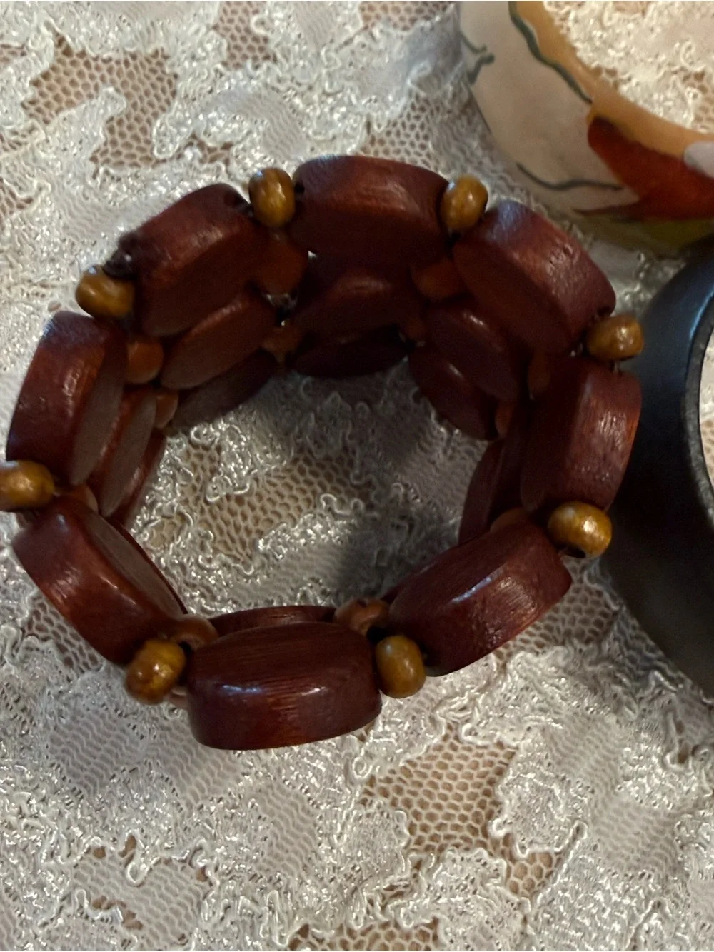 Bohemian western wood bangle bracelet set of 3 festival preppy hippie artsy